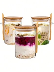 White Sugar Jar, Glass Canister For Kitchen Use, Airtight Seal Jar For Sugar, Tea Leaves, Herbs, Spices, Flour Storage, Transparent Pantry Food Container With Lid