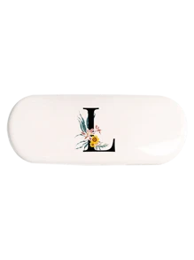 1个白色纯色眼镜盒，全新简约设计，便携，防水防尘（小巧，塑料材质）。A-Z字母硬壳眼镜盒，花卉图案，字母吊坠眼镜盒，适用于太阳镜和近视眼镜。 - 白色 - 查看 17