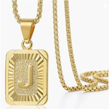 A-Z 字母吊坠项链，不锈钢镀金首字母链项链，男女皆宜，是圣诞节/派对的理想配饰 - 金色 - 查看 31