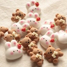 6/12pcs Cute Rabbit, Bear, Strawberry Resin & Metal Sewing Shank Buttons For Sweater, Knit Cardigan, DIY Decorative Crafts