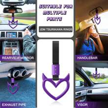 ROJEMXVE 1pc Heart Handle Ring Bumper Warning Car Accessory Heart Hand Strap Drift Charm Rear Bumper Warning Ring Decor For Car Bus Subway Interior Exterior Decoration(Purple, Devil Style)