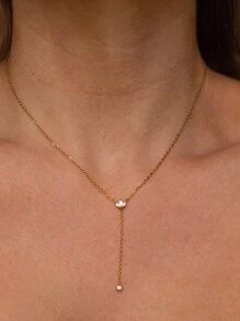 Shescity 1 套 3 件简约设计爱心花水滴项链套装适合女性日常宴会佩戴