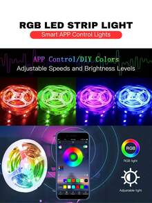 ONELEDWANGRX 1 个智能 APP 控制 LED 灯带，1m-15M/3.3ft-50ft 灯 USB 5v 供电柔性发光二极管，RGB 灯带用于电视背光，随音乐同步变色，用于电视电脑背光装饰灯卧室客厅派对氛围装饰 - 白色 - 查看 2