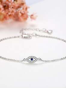 Kaletine 925 Sterling Silver Blue Zirconia Bracelet Women's Holiday Gift 1pc - Silver - View 2