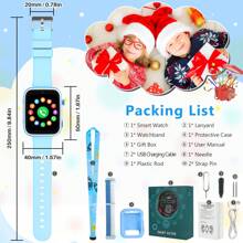4G GPS Kids Smartwatch, 16GB ROM Children's Mini Cell Phone With Calling SOS Camera, 3-Style Cartoon Straps Life Water Resistant For 3-12 Years Girls Boys Birthday Xmas Gift - 藍色 - 查看 8
