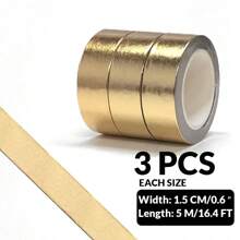 固体箔和纸质装饰胶带，金箔和银箔，自粘式 DIY 工艺胶带，适用于感恩节、节日礼物包装、墙面装饰