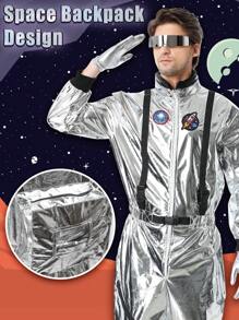 Men's Silver Astronaut Costume - Space Suit With Helmet, Gloves & Glasses Perfect For Halloween, Cosplay, Space-Themed Parties & Role Play - Silver - View 3