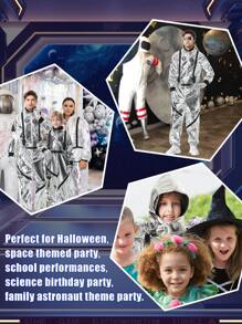 Men's Silver Astronaut Costume - Space Suit With Helmet, Gloves & Glasses Perfect For Halloween, Cosplay, Space-Themed Parties & Role Play - Silver - View 7
