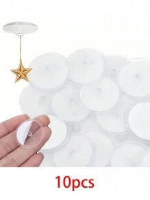 10/100pcs Mini Transparent Adhesive Hooks, Seamless Hanging Flag Hooks For Christmas Party, Wall Storage Hooks, Party Decor Accessories, DIY Home Decor Hanging Hooks, Ceiling Hooks