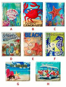 5 件（随机图案）海洋动物磁性装饰冰箱贴，方形浮雕陶瓷冰箱贴适用于家居装饰 - 多色 - 查看 2