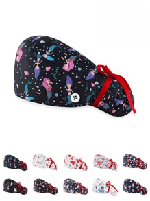 1pc Polyester Cartoon Pattern Digital Printed Nurse Cap, Hair Cover Design With Tie, All-Round Anti-Bacterial Anti-Dust, Suitable For Medical Workers Like Doctors And Nurses Valentines - Multicolor - View 7
