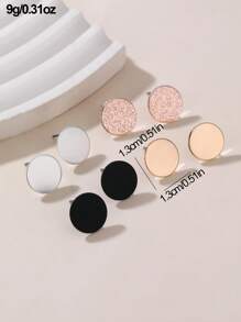 4 对/套迷你圆形金属色耳钉时尚女士珠宝