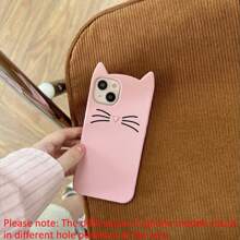 Apple Tier 3D Kätzchen Ohr iPhone 15 Pro Max Hülle, süße weiche Silikon Schutzhülle kompatibel mit iPhone 14/X/XS/XR/13/12, stoßfest, einfaches Design für Frauen, wasserdicht, kratzfest