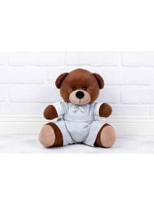 Decorative Teddy Bear Couple For Wedding - White Flower Girl With Gray Detail And Gray Page Boy - Decoration 12 Cm - Màu nâu sang trọng - Xem 3