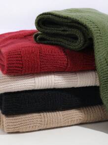 1pc Men's Casual Fashionable Solid Striped Textured Simple Warm Knitted Scarf, Suitable For School, Daily Wear, Street, Versatile Matching - A - View 3