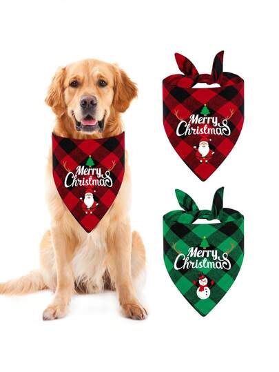 1pc Pet Triangle Scarf, Bib, Bandana de saliva, Cachecol de Natal, Acessórios decorativos para cães, Decoração de celebração de ano novo,
