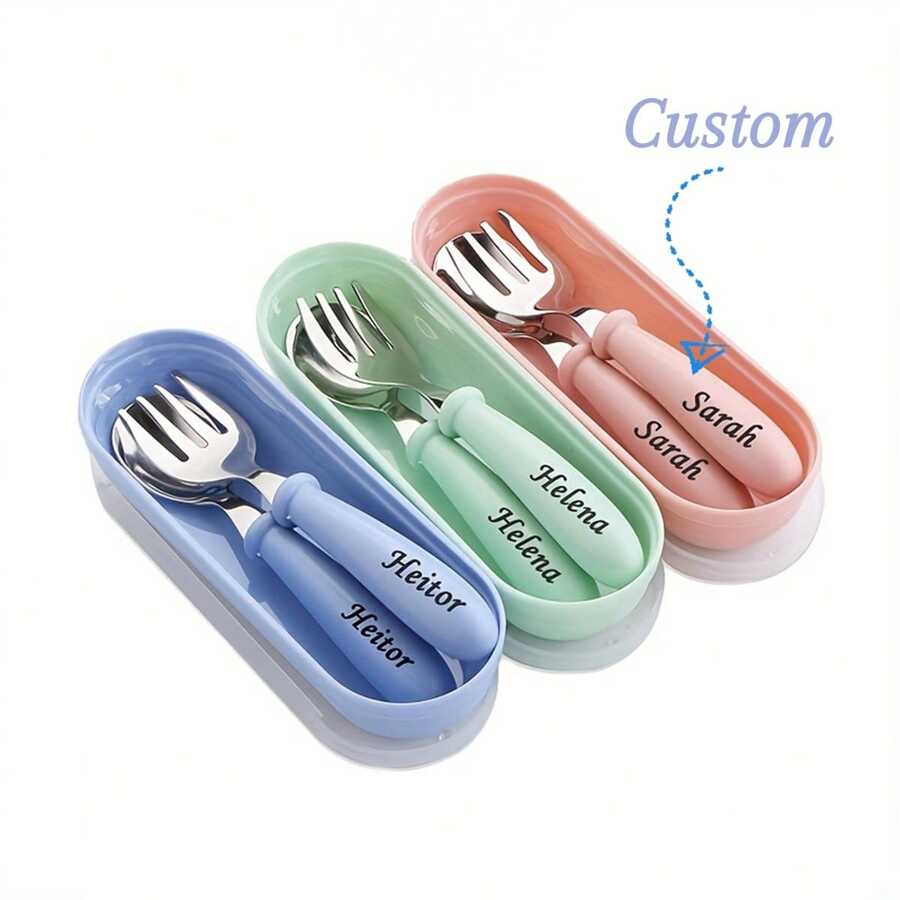 Personalized Stainless Steel Cutlery Spoon And Fork Box Set With Custom