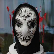 万圣节成人面具、恐怖老巫婆面具、化妆舞会恐怖面具、微笑恶魔恐怖脸角色扮演万圣节头饰、狂欢节鬼屋道具、长发鬼服装配饰 - 彩色 - 查看 15