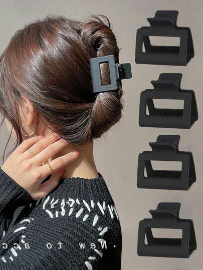 4pcs Matte Black Hair Clips For Thin/Thick Hair, Small Size Non-Slip Hair Claw Barrettes For Women & Girls Hair Jaw Clip Hair Clamps Hair Clutch Hair Claw Clip, Claw Clip Fall Winter Hair Accessories For Women For Vacation Outfits Woman