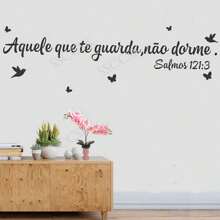 Wall Sticker Phrase He Who Keeps You Does Not Sleep Written Decorative Religious Bedroom God Jesus - màu đen - Xem 3