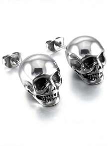 1 Pair Halloween Themed Skull Punk Style Stud Earrings For Men