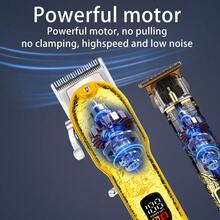 LQT 专业男士理发器，无绳男士毛发修剪器，电动剃须刀，LED 显示屏理发器，理发器，礼物 - 金色 - 查看 7