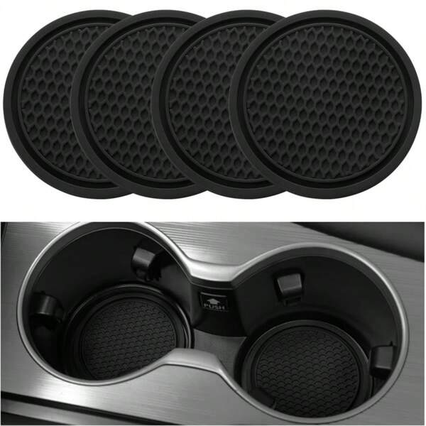 Tapis anti-dérapant pour voiture, tapis de porte-gobelet en nid d'abeille, porte-gobelet de voiture, tapis de porte-gobelet en silicone avec bijoux intégrés, tapis d'accessoire d'intérieur de voiture