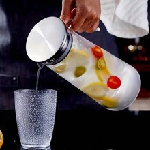 1 件带盖和壶嘴的大冰壶，适用于咖啡、果汁、自制饮料，适合送给朋友、厨房用品、厨房配件 - 透明色 - 查看 4