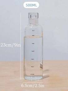 1 pieza Botella de agua transparente a prueba de fugas con marcas de tiempo - Hecho de material de policarbonato duradero, diseño portátil adecuado para viajes al aire libre y senderismo - Taza de hidratación elegante y conveniente para hombres y mujeres