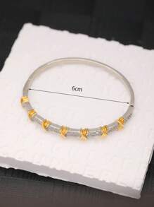 1pc Vintage Luxury Stainless Steel X-Shaped Bangle Bracelet, Suitable For Women Daily Wear