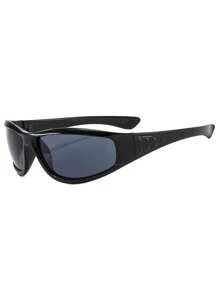 1 PC Women's Acrylic Wrap Shape Y2K Outdoor Cycling Fashion Glasses For Daily Outdoor Sports Use Halloween For Summer Beach Vacation,Outdoor,Travel Shades Street Y2k Style Oversized Wrap Frame For Music Festival Preppy Style For Back To School - 黑色 - 查看 3