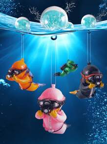 水族箱裝飾潛水員懸掛飾品，裝飾性漂浮小潛水員人像雕像，適用於魚缸，夜光 - 彩色 - 查看 2