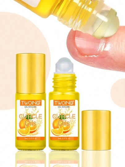 TWOING 5毫升角质层护理油，滋养角质层，蕴含荷荷巴油、葡萄籽油、维生素E和角鲨烷，强韧角质层，适合日常使用，便携装，橙香指甲油