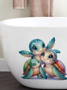 Pegatina decorativa pintada a mano con una linda tortuga marina para el tanque del inodoro, accesorios de decoración de baño, calcomanías florales para el tanque del inodoro, decoración del hogar, pegatinas, vinilos decorativos para el hogar, artículos de decoración de primavera para renovar tu hogar, pegatinas de decoración de ramas, regalos para cumpleaños y graduación