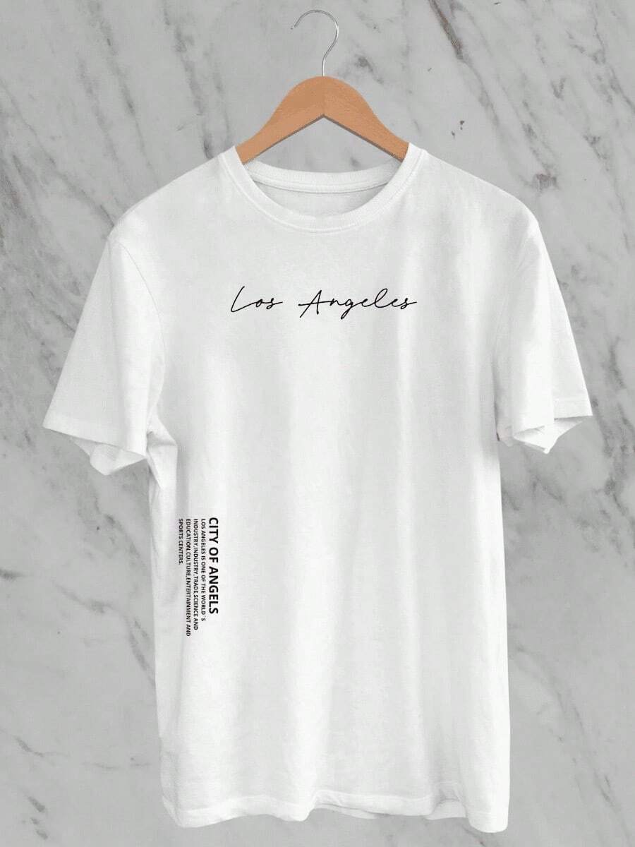 Los Angeles New Release Men's T-Shirt 100% Cotton Streetwear - 白色 - 查看 1