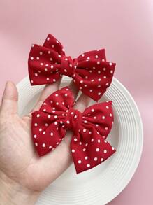 1 件/2 件套装红心风格~波尔卡圆点蝴蝶结发夹，可爱卡哇伊侧刘海发夹配饰女士爪夹，发夹，发夹，发夹，发夹 - 多色 - 查看 12