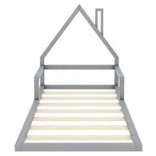 Okwish Children's Bed Platform Bed 90*200 Cm With Slatted Frame, Solid Bed Youth Bed For Boys And Girls, Functional Single Bed House-Shaped Bed (Without Mattress)