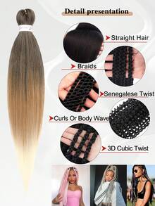 Braiding Hair Pre Stretched Professional Easy Braiding Hair For Crochet Braids Twists Locs Hair Soft Yaki Texture Hot Water Setting Synthetic Hair Extensions - Multicolor - View 5