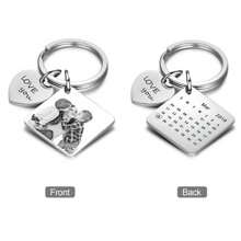 1 件个性化定制彩色印刷和激光雕刻男士日历钥匙扣、雕刻日历钥匙扣、特殊日期日历钥匙扣、情侣个性化钥匙扣、丈夫周年纪念礼物、父亲节礼物 - 雷射雕刻黑白圖片 - 查看 8