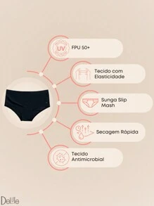 Mash Plain Lined Swim Trunks With Adjustable Drawstring For Men, Adult, Beachwear, SPF 50 - Màu xanh hải quân - Xem 2