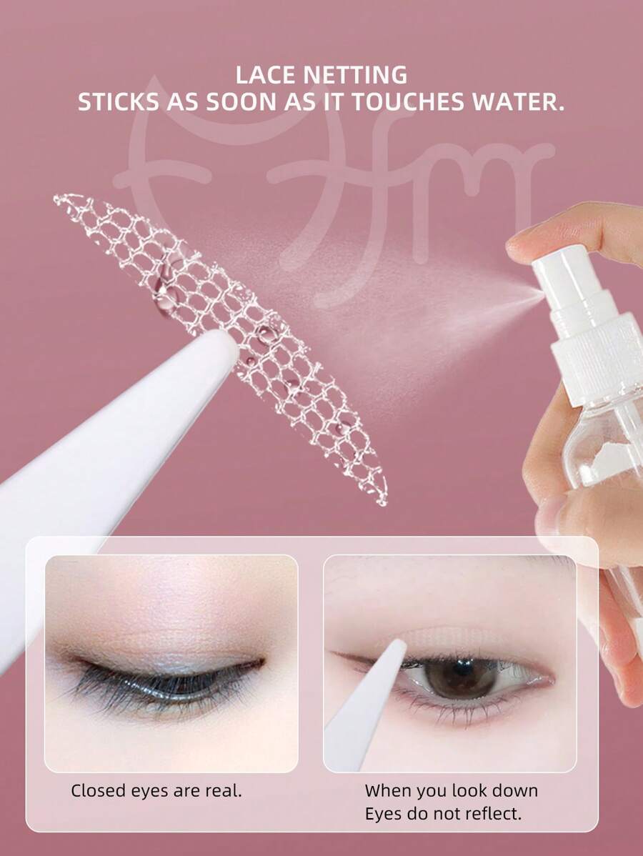MoFaMeiRen 432 pièces Bandes pour paupières doubles, bandes pour paupières doubles avec bandes de levage et flacon pulvérisateur de 50 ml, bandes pour paupières doubles en dentelle de maille, autocollants pour paupières doubles imperméables, naturels, sans couture, invisibles, adhésif puissant, longue durée, couleur chair, comprend des pinces à épiler et un outil à fourchette, convient à toutes les femmes, maquillage, bon marché, décoration de chambre, coiffeuse, voyage, chambre à coucher, accessoires de maquillage, bon marché, remplissage de bas de Noël, maquillage, outils de maquillage, articles bon marché, cadeaux, cadeaux pour femmes, cadeaux de Noël, cadeaux, voyage, articles bon marché, articles de voyage essentiels