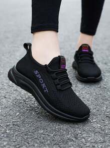 Zapatillas negras transpirables, antideslizantes y con suela suave para mujeres para primavera y otoño, baile y uso casualZapatillas Ligeras Con Amortiguación, Perfectas Para Correr, Jugar Al Tenis, Caminar, Jugar Al Voleibol, Etc/Zapatillas deportivas para mujer,Zapatillas de malla transpirable,Casual,Ligeras,Outdoor,Antideslizantes,Ligeras,Casual,Transpirables,Cómodas,Malla transpirable negra,Suela suave que absorbe los impactos,Diseño elegante de color sólido,Ligeras y cómodas,Zapatillas de malla transpirable para deportes al aire libre,Adecuadas para todas las actividades al aire libre. - Negro - Ver 1