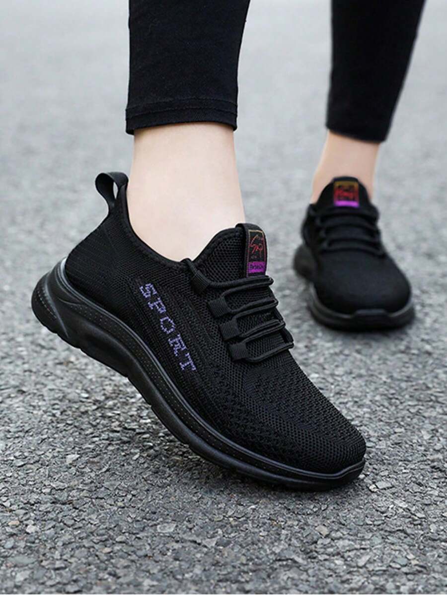 Zapatillas negras transpirables, antideslizantes y con suela suave para mujeres para primavera y otoño, baile y uso casualZapatillas Ligeras Con Amortiguación, Perfectas Para Correr, Jugar Al Tenis, Caminar, Jugar Al Voleibol, Etc/Zapatillas deportivas para mujer,Zapatillas de malla transpirable,Casual,Ligeras,Outdoor,Antideslizantes,Ligeras,Casual,Transpirables,Cómodas,Malla transpirable negra,Suela suave que absorbe los impactos,Diseño elegante de color sólido,Ligeras y cómodas,Zapatillas de malla transpirable para deportes al aire libre,Adecuadas para todas las actividades al aire libre. - Negro - Ver 1