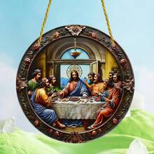 1 件，亚克力经典最后晚餐遮阳板，多功能艺术花环标志，适用于装饰客厅、庭院、农舍、门廊、房间窗户，送给朋友的礼物，2D，圣诞装饰