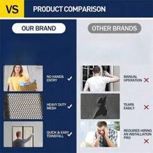 1pc Magnetic Self-Sealing Heavy Duty Screen Door, Magnetic Closure Keep Insects Out, Retractable Screen Mesh Sliding Door - Black - View 7