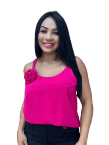 Women's Blouse With Straps And Flower Detail - Hot Pink - View 2