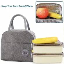 Insulated Lunch Bag Food Bag For School And Work Portable Lunch Box Anti-Odor Cute Design - 中紫紅色 - 查看 7