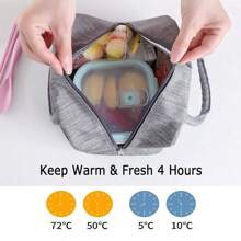 Insulated Lunch Bag Food Bag For School And Work Portable Lunch Box Anti-Odor Cute Design - 中紫紅色 - 查看 4