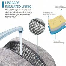 Insulated Lunch Bag Food Bag For School And Work Portable Lunch Box Anti-Odor Cute Design - 中紫紅色 - 查看 5