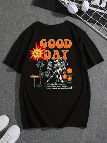 Streetwear God Day T-Shirt 100% Cotton Skater Shirt - Fast Shipping - 黑色 - 查看 2